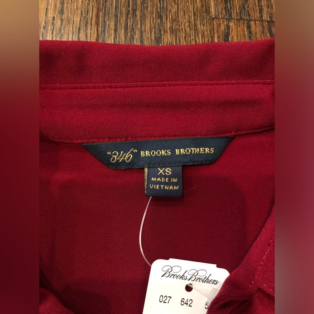 Brooks Brothers Women’s XS Red V-Neck Collared 3/4 Sleeved Belted Sheath Dress - Picture 3 of 11